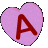 a red letter A inside a rotating pink heart
