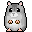 a tiny gray pixel hamster rubbing her eyes very cutely